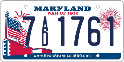 MD license plate 7AD1761
