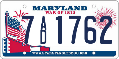 MD license plate 7AD1762