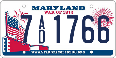 MD license plate 7AD1766