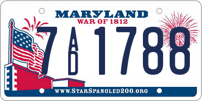 MD license plate 7AD1788