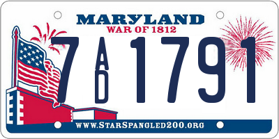 MD license plate 7AD1791