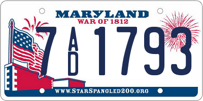MD license plate 7AD1793