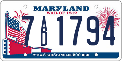 MD license plate 7AD1794
