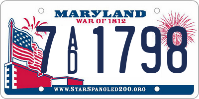 MD license plate 7AD1798
