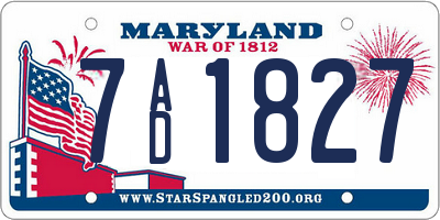 MD license plate 7AD1827