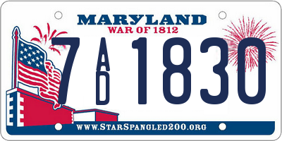 MD license plate 7AD1830