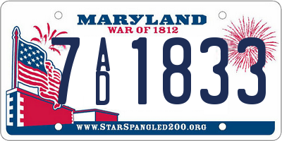 MD license plate 7AD1833