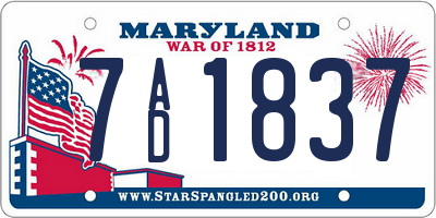 MD license plate 7AD1837