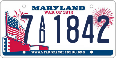 MD license plate 7AD1842