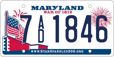 MD license plate 7AD1846
