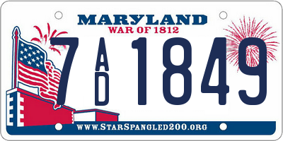 MD license plate 7AD1849