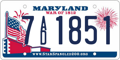 MD license plate 7AD1851