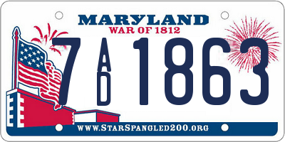 MD license plate 7AD1863
