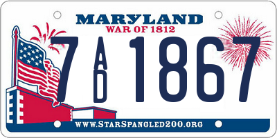 MD license plate 7AD1867