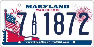 MD license plate 7AD1872