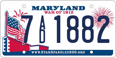 MD license plate 7AD1882
