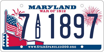 MD license plate 7AD1897