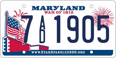 MD license plate 7AD1905