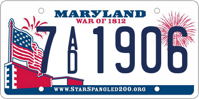 MD license plate 7AD1906