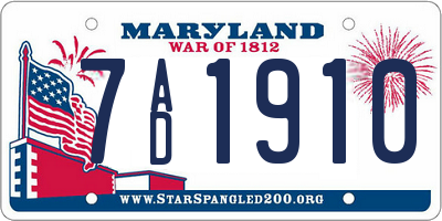 MD license plate 7AD1910