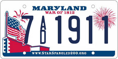 MD license plate 7AD1911