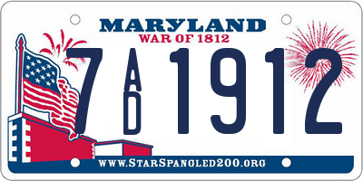 MD license plate 7AD1912