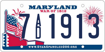 MD license plate 7AD1913