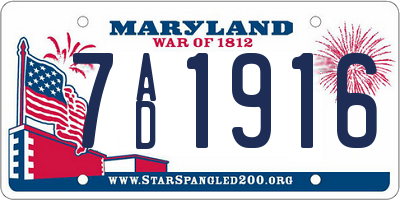 MD license plate 7AD1916