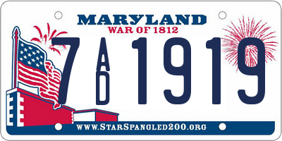 MD license plate 7AD1919