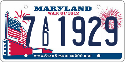 MD license plate 7AD1929