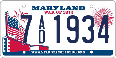 MD license plate 7AD1934