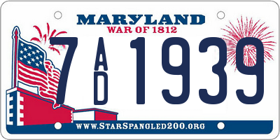 MD license plate 7AD1939