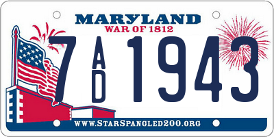 MD license plate 7AD1943