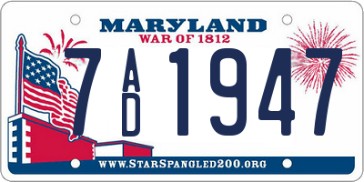 MD license plate 7AD1947