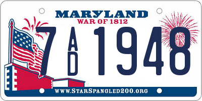 MD license plate 7AD1948