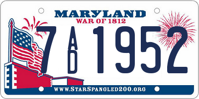 MD license plate 7AD1952