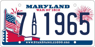 MD license plate 7AD1965