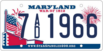 MD license plate 7AD1966