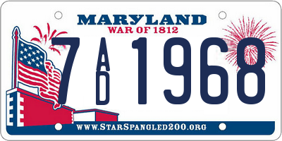 MD license plate 7AD1968