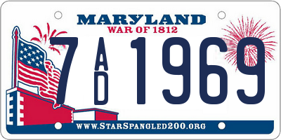 MD license plate 7AD1969