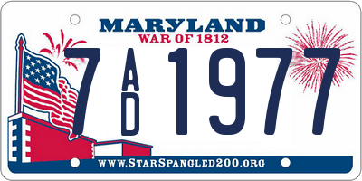 MD license plate 7AD1977