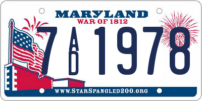 MD license plate 7AD1978