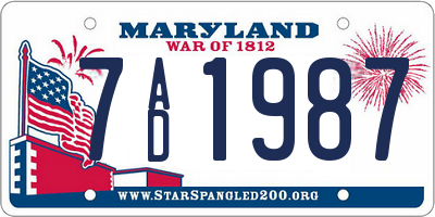 MD license plate 7AD1987