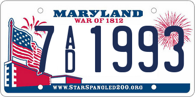 MD license plate 7AD1993