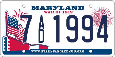 MD license plate 7AD1994
