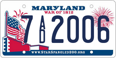 MD license plate 7AD2006