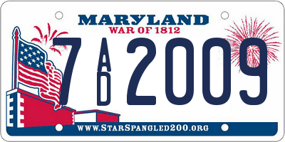 MD license plate 7AD2009