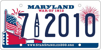 MD license plate 7AD2010