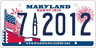 MD license plate 7AD2012