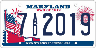 MD license plate 7AD2019
